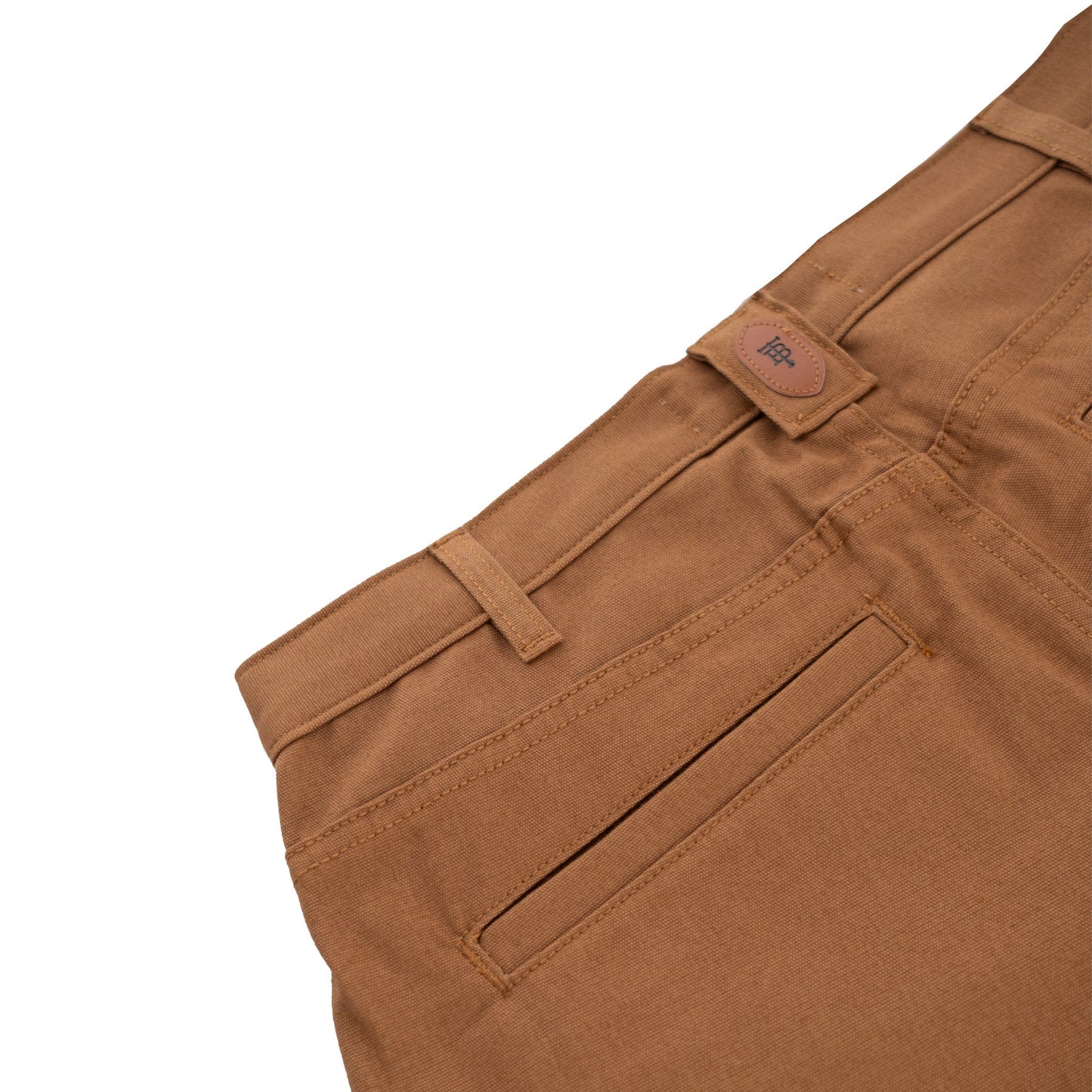 Tom Beckbes Rutledge Double-Front Pant, featuring belt loops and back pocket details, partially folded on white.