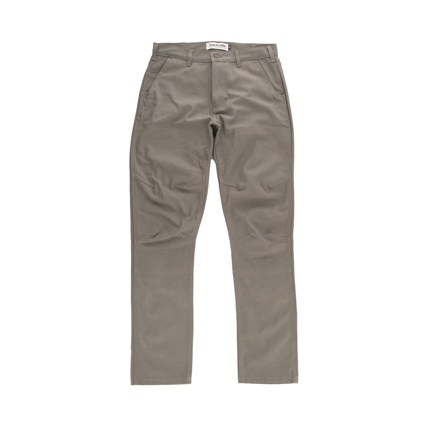 Tom Beckbe Rutledge Double-Front Pant in gray features front pockets, belt loops, and a button closure for a classic fit.
