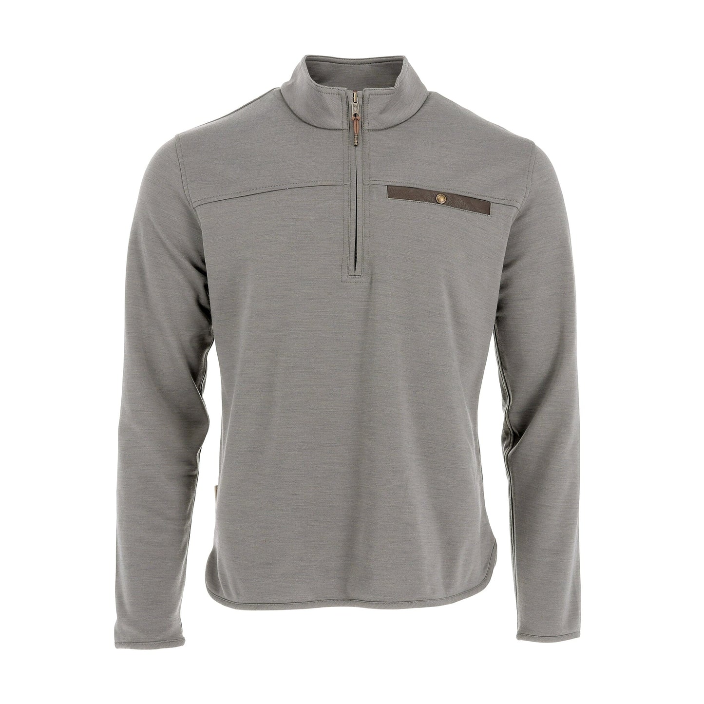 Tom Beckbe Tucker Fleece Quarter Zip in Greystone features a button chest pocket, ideal as a three-season pullover.