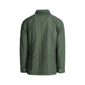 Braddock Quilted Jacket by Tom Beckbe: green, synthetic insulation, collared neckline, buttons, back view on white background.