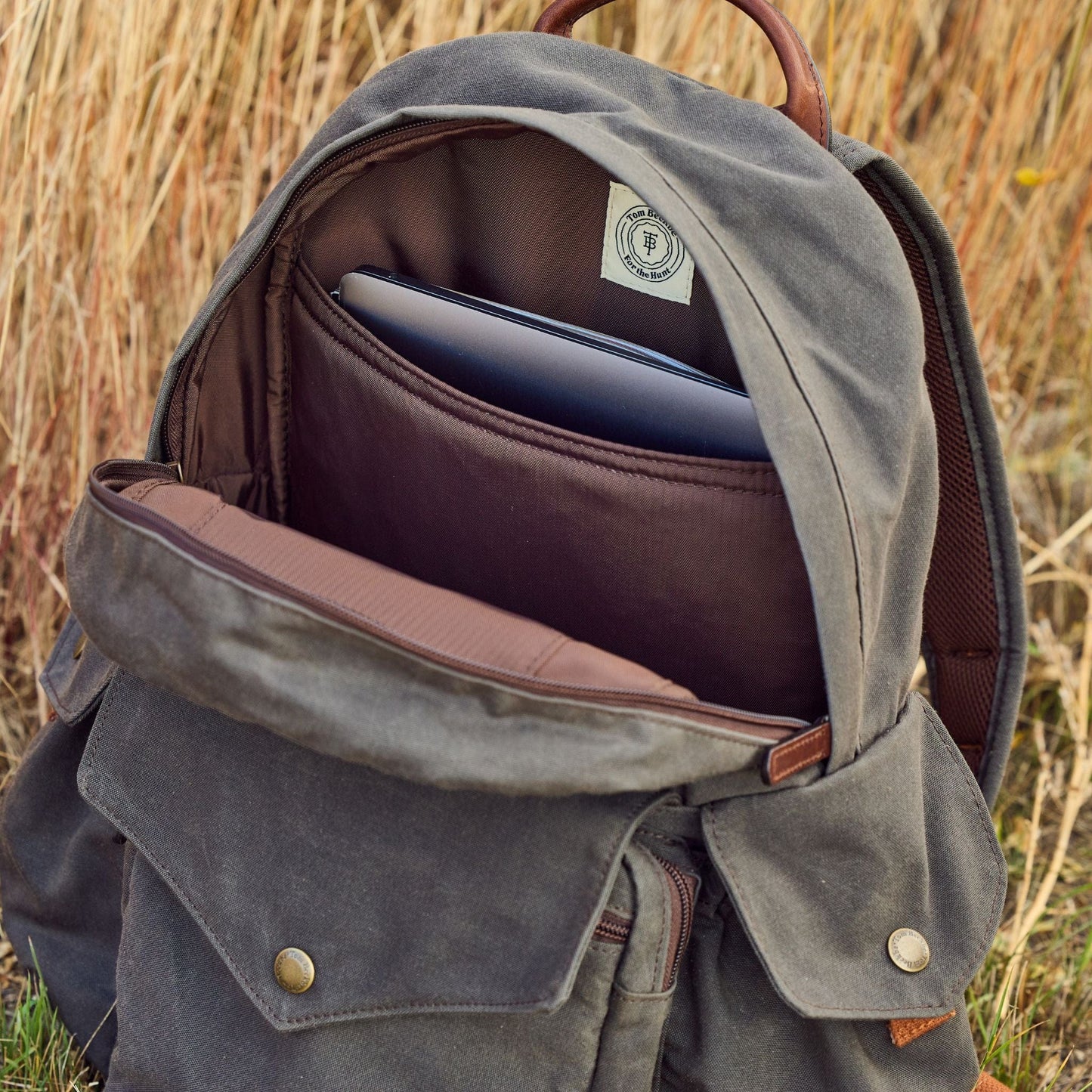 boubideal canvas and leather backpack Tom Beckbe Canvas Backpack Bark