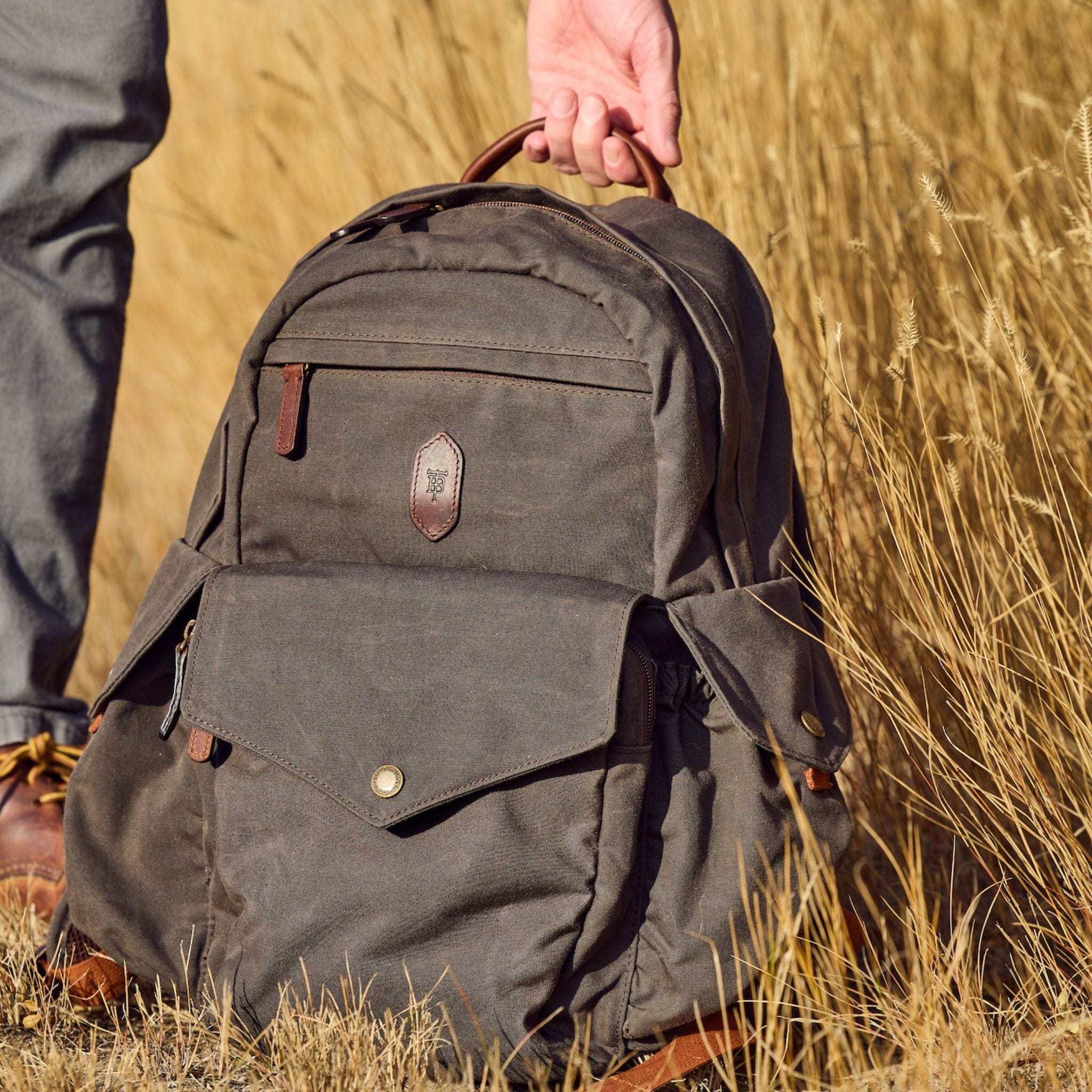 Waxed cotton outlet backpack