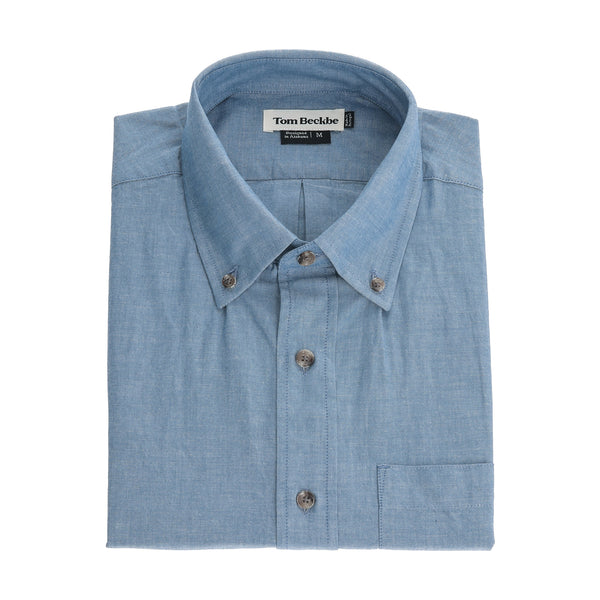 『TEN HIGH NECK CHAMBRAY SHT BLUE M』 Hanover Chambray Men's Shirt - Tom Beckbe