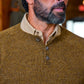 Man wearing the Tom Beckbe Albemarle Henley Sweater, shown from the shoulders up.