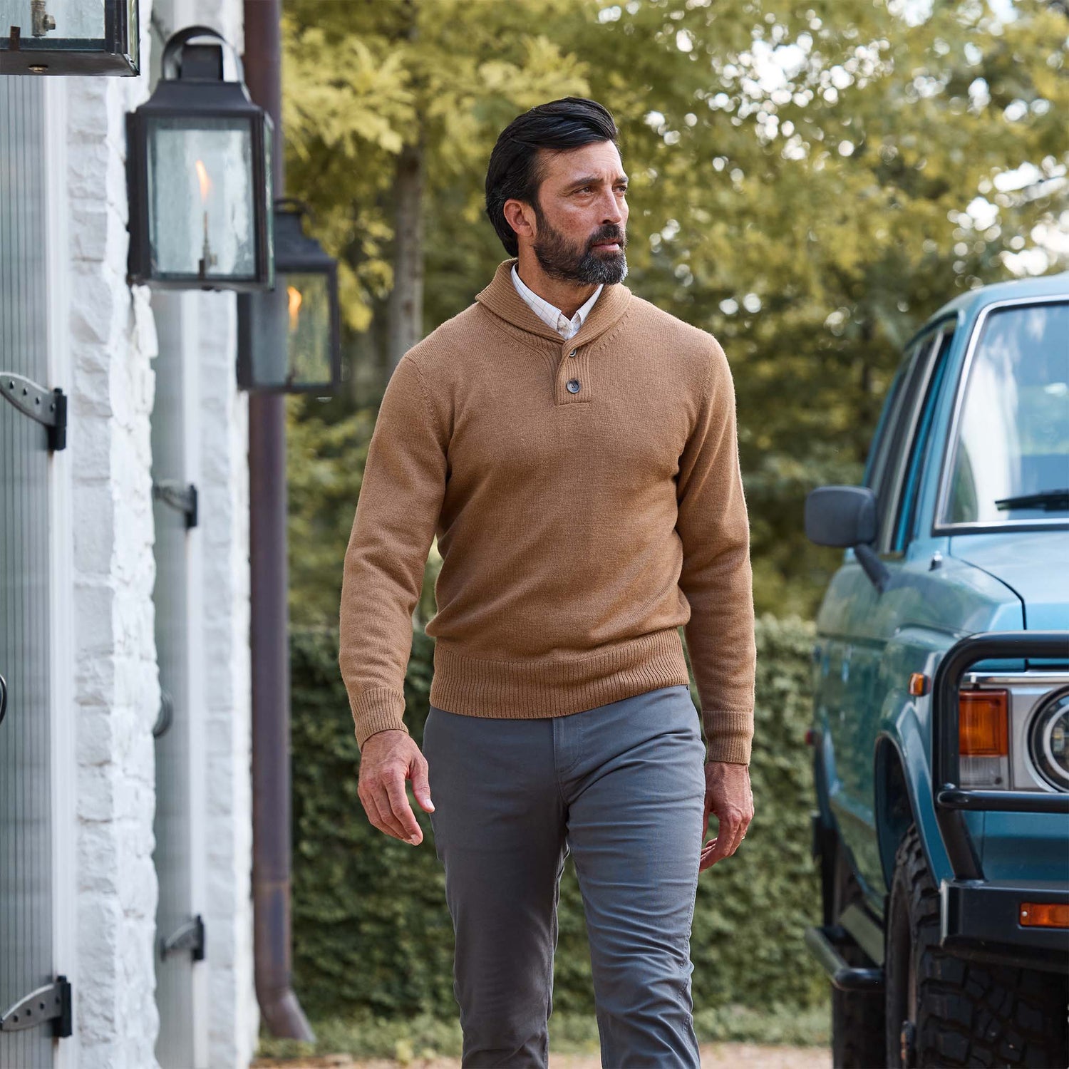 Henry Shawl Sweater in Royal Alpaca