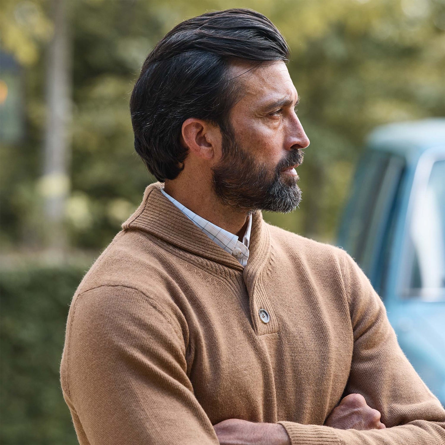 Henry Shawl Sweater in Royal Alpaca