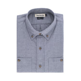 Tom Beckbe Dixon grey brushed cotton twill shirt with button-down collar and front pocket flaps.