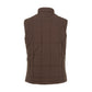 The Tom Beckbe Burgess Quilted Vest for men is shown from the back with a stand collar and buttoned side tabs.