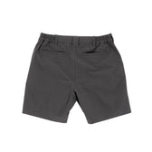 Back view of Tom Beckbe Crenshaw Performance Shorts in gray, with elastic waistband, belt loops, and two rear pockets.