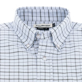 The Culver Oxford Shirt by Tom Beckbe is a light blue and white plaid button-down collar classic oxford shirt.