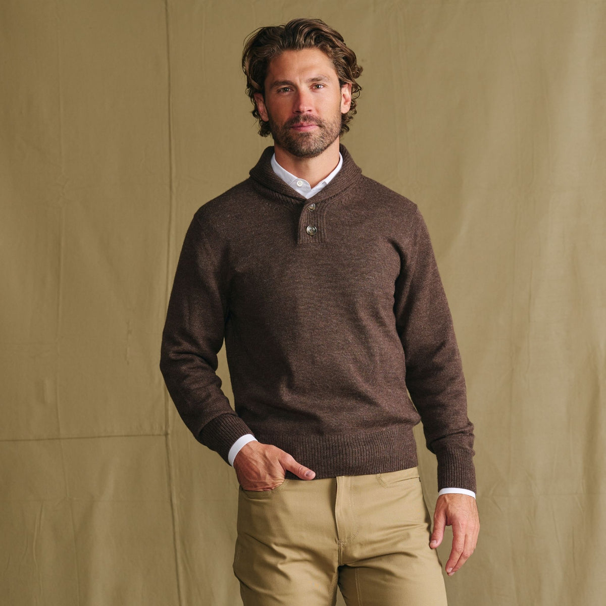 Henry Shawl Sweater in Royal Alpaca