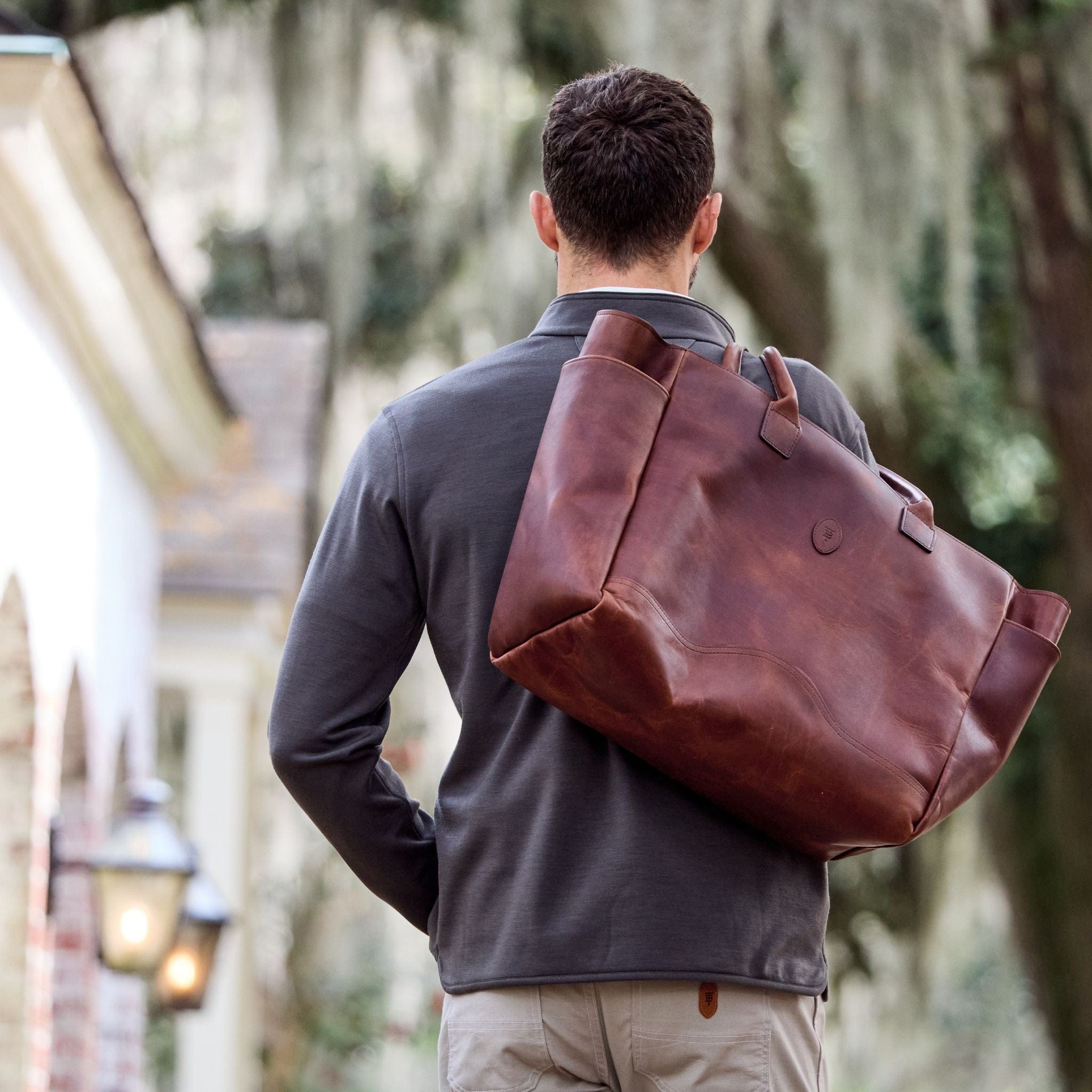 Mens leather carry all bag on sale