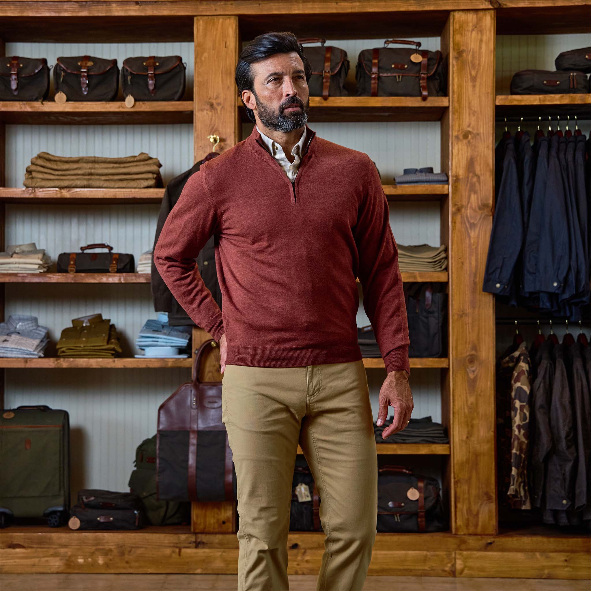 Men's Merino Quarter Zip Sweater - Tom Beckbe