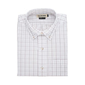 Monroe Poplin Shirt: Classic fit, grid-patterned white collared button-up crafted from breathable cotton by Tom Beckbe.