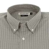 Tom Beckbe Monroe Poplin Shirt: gray, button-down, white checkered, breathable cotton mens sport shirt.