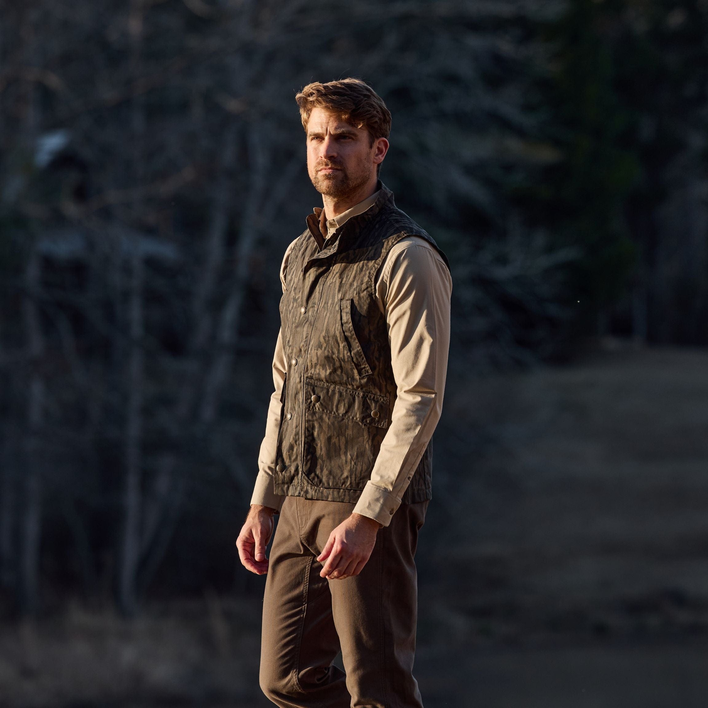 Waxed Canvas Vest in Mossy Oak Original Bottomland – Tom Beckbe
