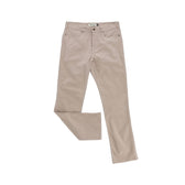 Tom Beckbe Reid Straight Leg Cotton Chino Pant in beige, shown laid flat with one leg slightly bent on white.