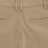 Reid Short by Tom Beckbe: beige, mid-rise with belt loops, rear pockets, center stitching, and texture.