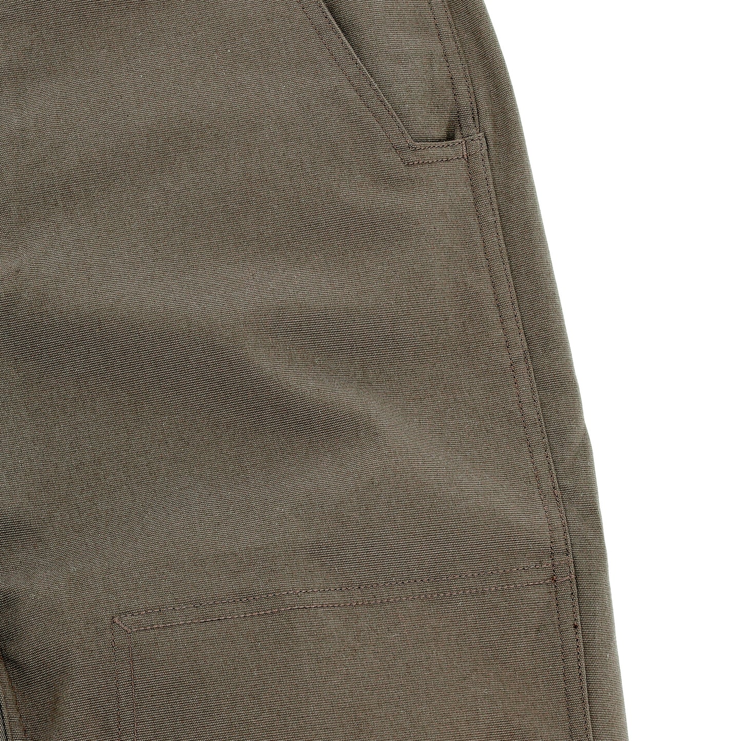 Close-up of Tom Beckbe's Stafford Double Front Pant highlighting a front pocket and detailed stitching.