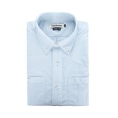 Light blue Tom Beckbe Tidewater Shirt, short-sleeve button-down, neatly folded with UPF 30+ coverage.