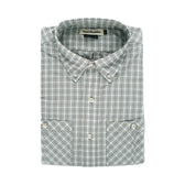 Tom Beckbe Tidewater Shirt: Short sleeve, collared, checkered in gray, white, and brown.