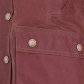 Close-up of the Tom Beckbe Women's Fox Red Blakeley Jacket, featuring metallic buttons and a front pocket.