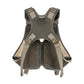 A khaki-colored dog harness with adjustable straps, a zipper closure, and fleece lining, displayed on a white background.