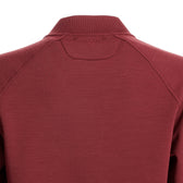 Back view of Tom Beckbe Women’s Shelby Fleece Pullover in maroon with a small embroidered logo below the collar.