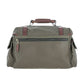 The Tom Beckbe DU Canvas Field Bag is olive green waxed canvas with brown leather accents, inspired by Ducks Unlimited.