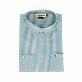 Tom Beckbe Tidewater Shirt: short-sleeve, blue & white gingham, button-down with front pocket, collar, UPF 30+.