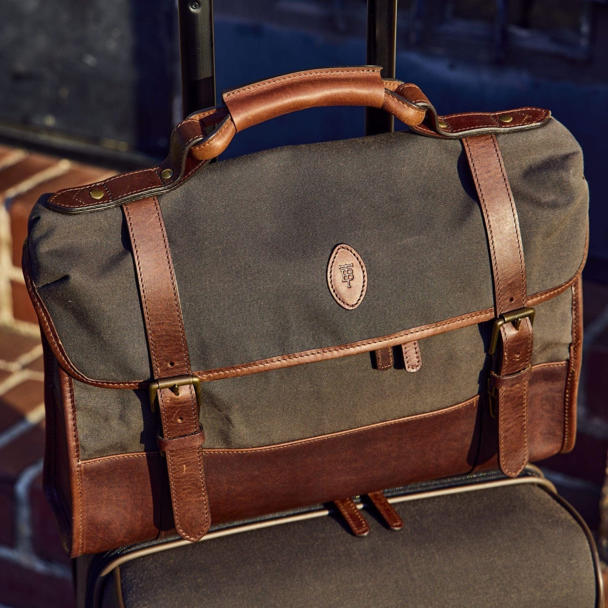 Waxed canvas and sale leather messenger bag