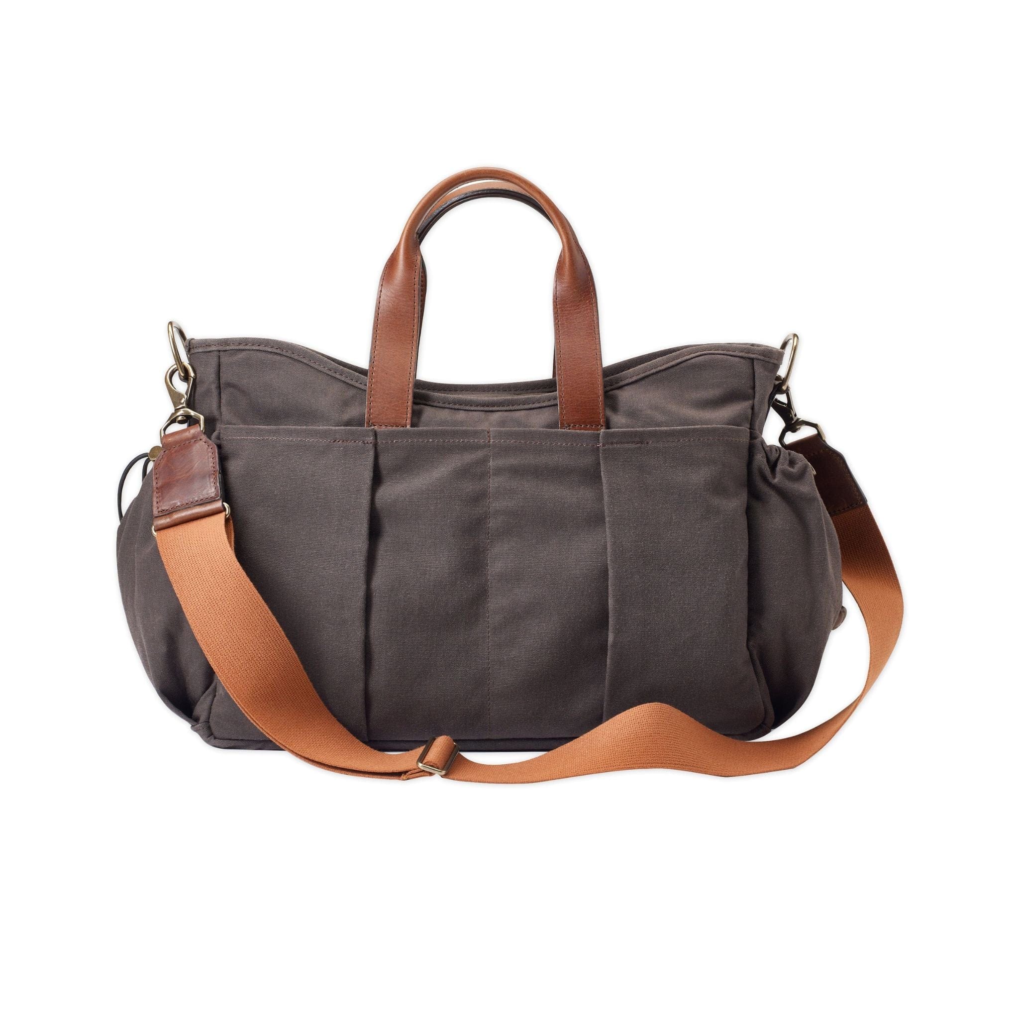 Dark yellow wax canvas tote bag cotton handbag leather handles zipper –  Water Air Industry