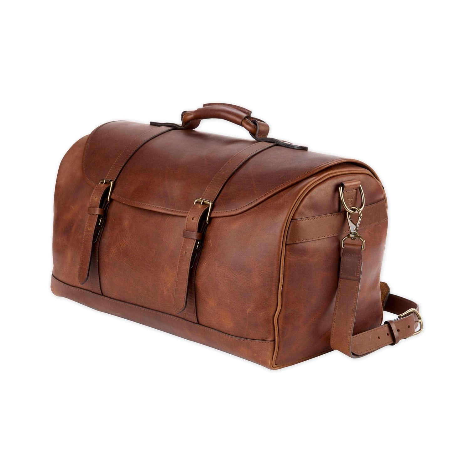 Cognac Brown Matte Leather Duffel Bag - Tender Is the Night 