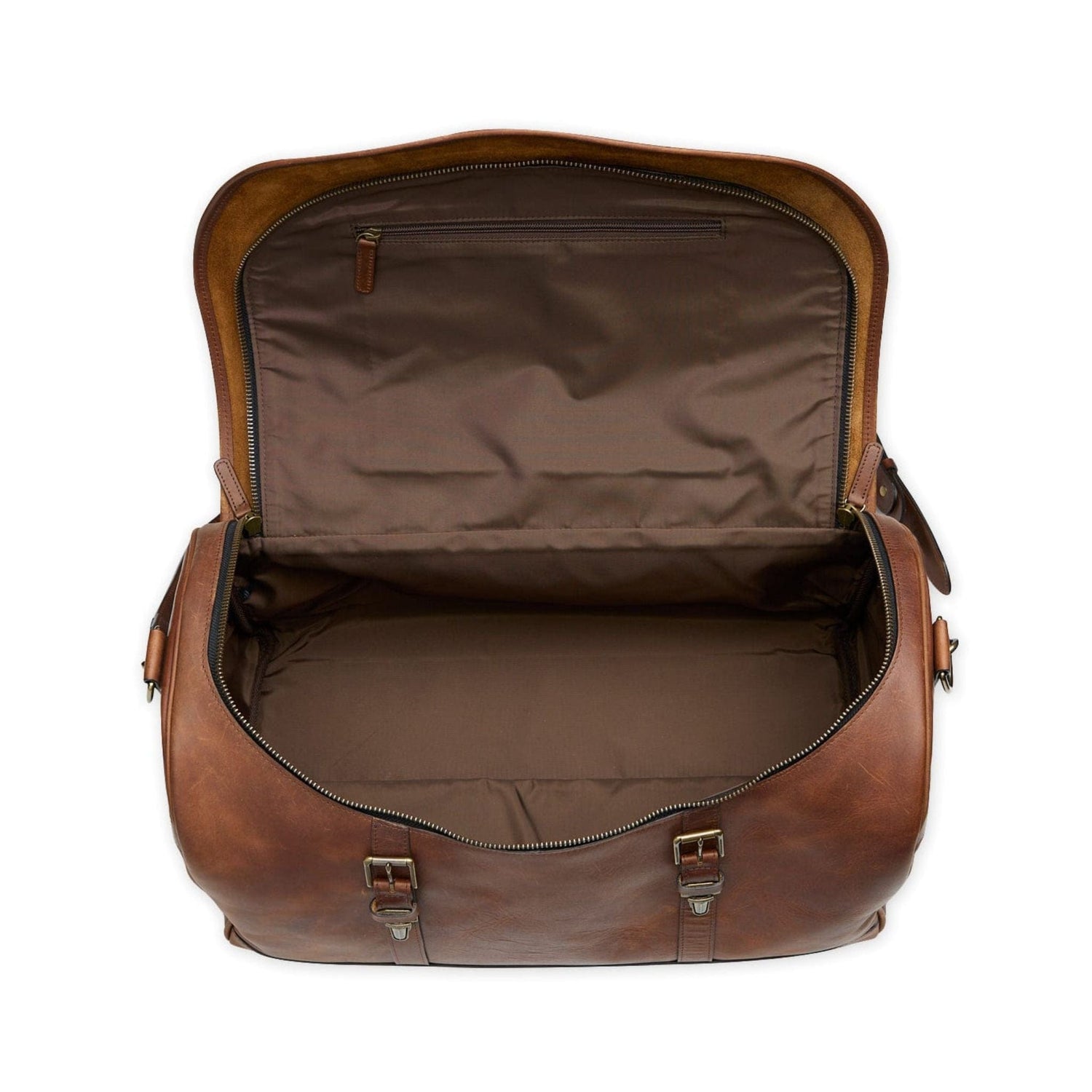 Cognac Brown Matte Leather Duffel Bag - Tender Is the Night 