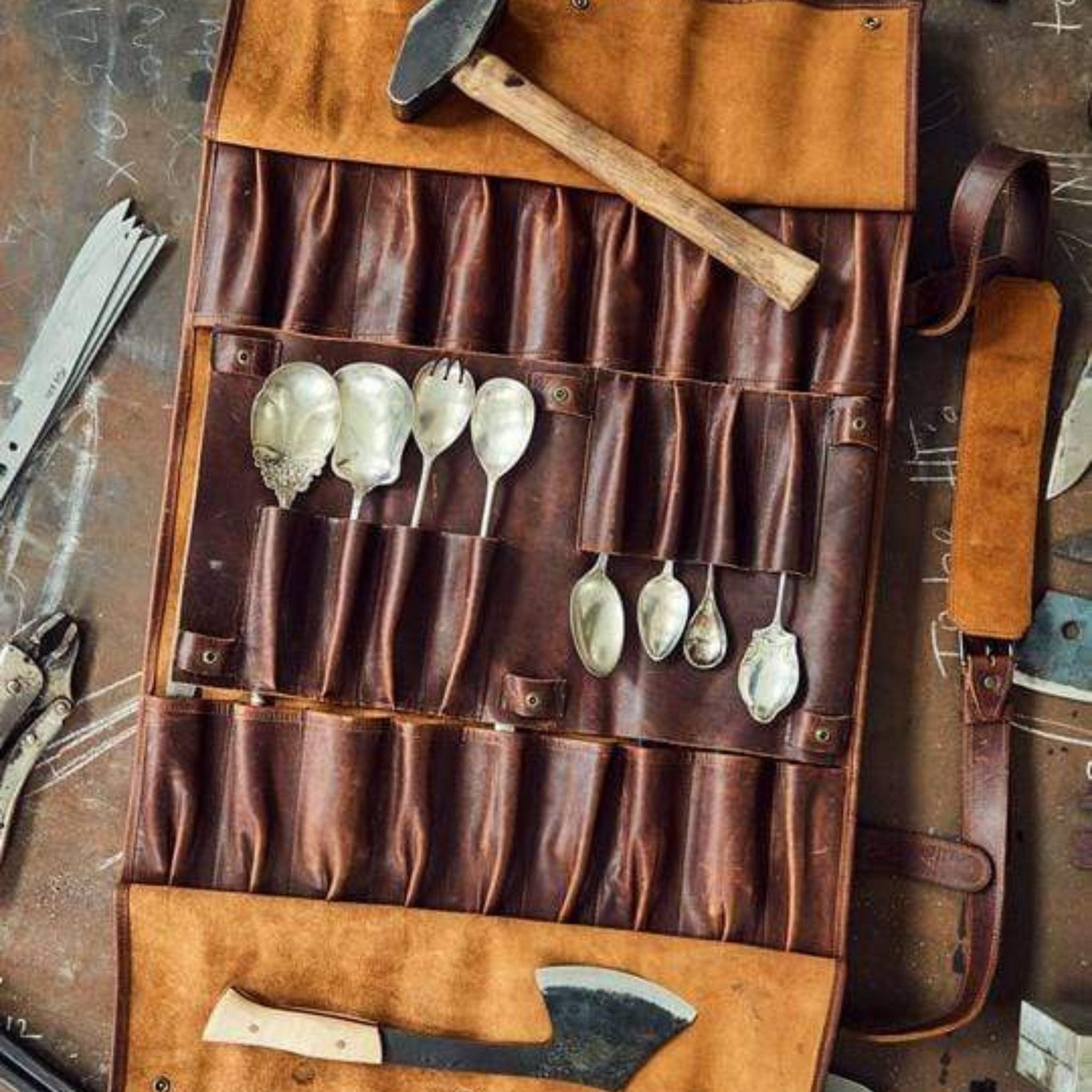 Leather Knife Roll Bag