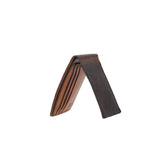 Top view of a bison bifold wallet showing a bill compartment, three card slots, and a slide pocket.