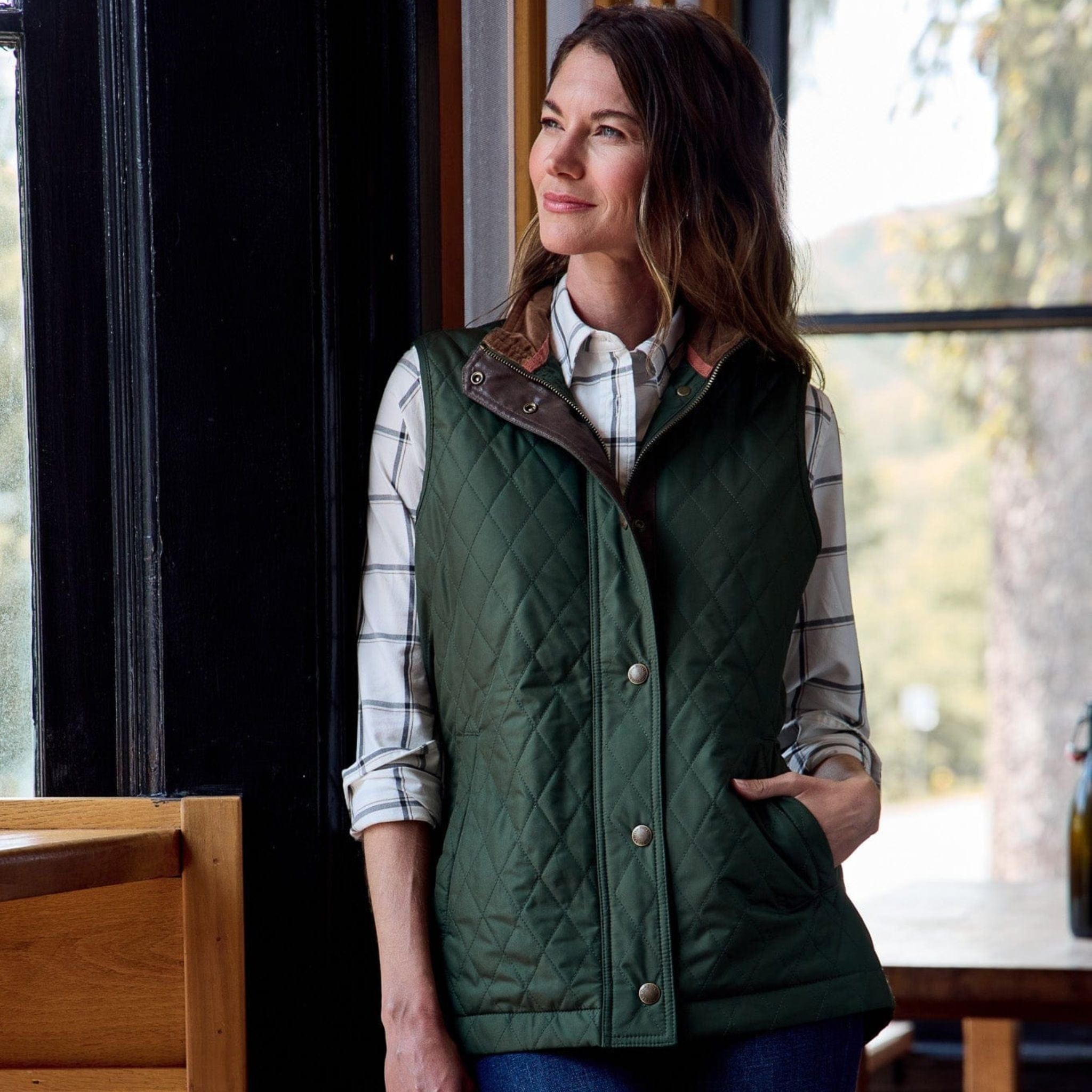 Womens green deals quilted vest