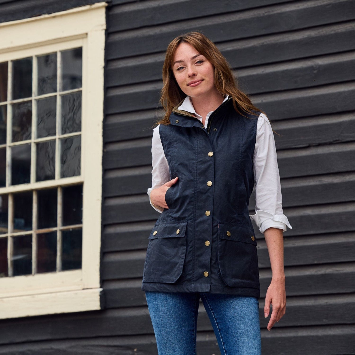 Women's Waxed Canvas Vest | Navy Women's Waxed Canvas Vest | Navy